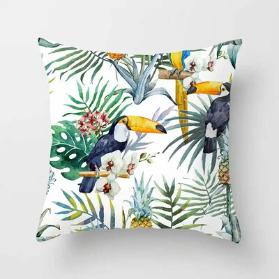 Τροπικά φυτά Cactus Monstera Καλοκαιρινό Διακοσμητικό Ριχτάρι Μαξιλαροθήκη Κάλυμμα Μαξιλαροθήκης Φύλλο Φοίνικας Πράσινη διακόσμηση σπιτιού