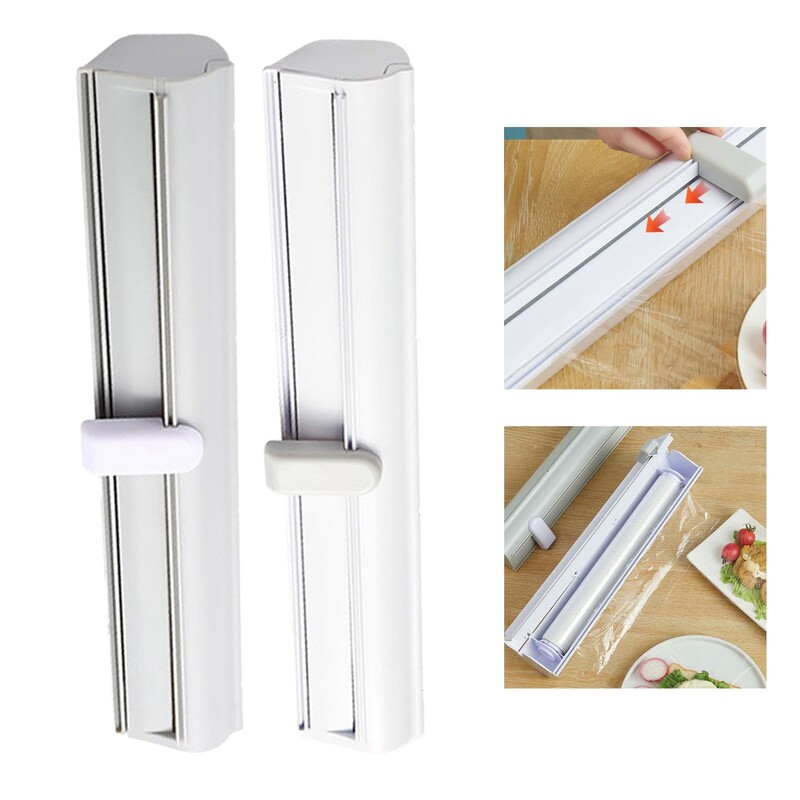 Daugkartinio naudojimo maisto įvyniojimo dozatorius su pjaustytu folijos dozatoriumi laikikliui