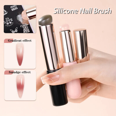 Nail Art szilikon applikátor Stick Pigment Dust Gradiens árnyékoló toll Easy-Smudge Powder Szilikon körömkefe eszköz