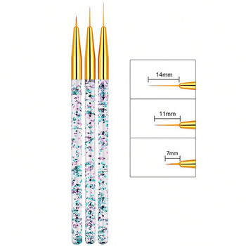 3 τμχ Σετ πινέλων γαλλικής λωρίδας 3D Tips Line ρίγες DIY Πινέλα ζωγραφικής UV Gel Πινέλα ζωγραφικής Εργαλεία μανικιούρ στυλό