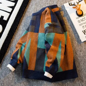 Ανδρικά ρούχα καφέ Χωρίς κουκούλα Πλεκτό πουλόβερ Ανδρικά πουλόβερ με στάμπα γράμματα από μαλλί Προϊόντα με τις καλύτερες πωλήσεις 2024 Κορεατική μόδα Classic V