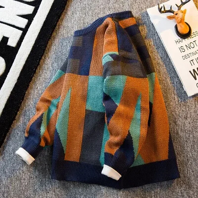 Ανδρικά ρούχα καφέ Χωρίς κουκούλα Πλεκτό πουλόβερ Ανδρικά πουλόβερ με στάμπα γράμματα από μαλλί Προϊόντα με τις καλύτερες πωλήσεις 2024 Κορεατική μόδα Classic V