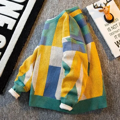 Ανδρικά ρούχα καφέ Χωρίς κουκούλα Πλεκτό πουλόβερ Ανδρικά πουλόβερ με στάμπα γράμματα από μαλλί Προϊόντα με τις καλύτερες πωλήσεις 2024 Κορεατική μόδα Classic V