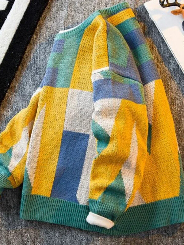 Ανδρικά ρούχα καφέ Χωρίς κουκούλα Πλεκτό πουλόβερ Ανδρικά πουλόβερ με στάμπα γράμματα από μαλλί Προϊόντα με τις καλύτερες πωλήσεις 2024 Κορεατική μόδα Classic V