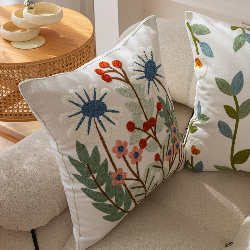 Jastučnica s cvjetnim vezom Meka jastučnica Ukrasna jastučnica za uredsku spavaću sobu Ukrasi za dom 18x18 inča