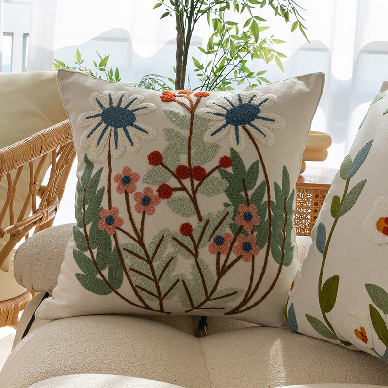 Jastučnica s cvjetnim vezom Meka jastučnica Ukrasna jastučnica za uredsku spavaću sobu Ukrasi za dom 18x18 inča