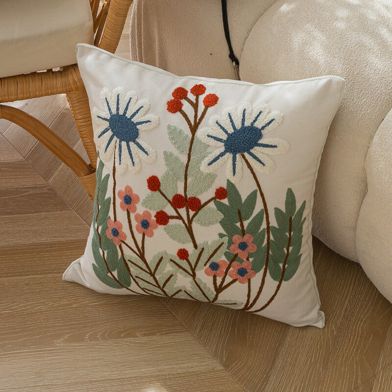 Jastučnica s cvjetnim vezom Meka jastučnica Ukrasna jastučnica za uredsku spavaću sobu Ukrasi za dom 18x18 inča