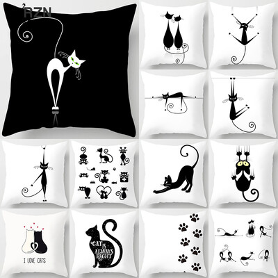 Dekoracija doma Crna mačka Životinjski print Jastuk Jastučnica Navlaka Sofa Uredski namještaj 45X45CM