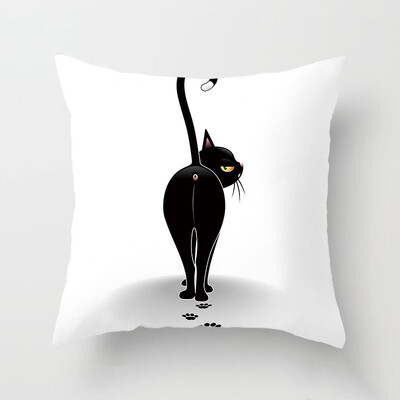 Dekoracija doma Crna mačka Životinjski print Jastuk Jastučnica Navlaka Sofa Uredski namještaj 45X45CM