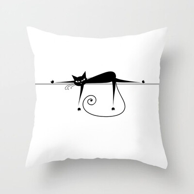 Dekoracija doma Crna mačka Životinjski print Jastuk Jastučnica Navlaka Sofa Uredski namještaj 45X45CM