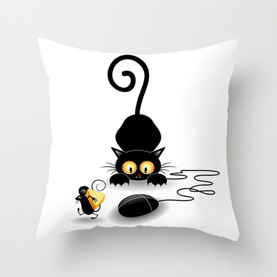 Dekoracija doma Crna mačka Životinjski print Jastuk Jastučnica Navlaka Sofa Uredski namještaj 45X45CM