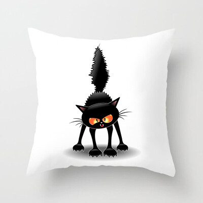 Dekoracija doma Crna mačka Životinjski print Jastuk Jastučnica Navlaka Sofa Uredski namještaj 45X45CM