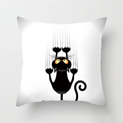 Dekoracija doma Crna mačka Životinjski print Jastuk Jastučnica Navlaka Sofa Uredski namještaj 45X45CM