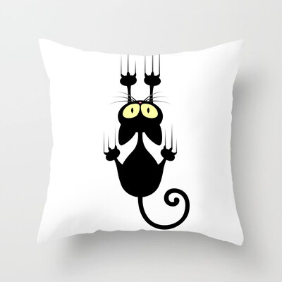 Dekoracija doma Crna mačka Životinjski print Jastuk Jastučnica Navlaka Sofa Uredski namještaj 45X45CM