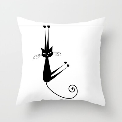 Dekoracija doma Crna mačka Životinjski print Jastuk Jastučnica Navlaka Sofa Uredski namještaj 45X45CM