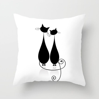 Dekoracija doma Crna mačka Životinjski print Jastuk Jastučnica Navlaka Sofa Uredski namještaj 45X45CM