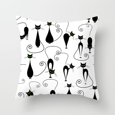 Dekoracija doma Crna mačka Životinjski print Jastuk Jastučnica Navlaka Sofa Uredski namještaj 45X45CM