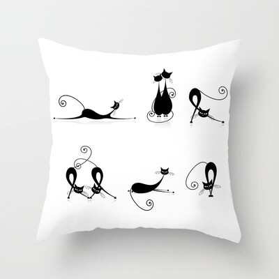 Dekoracija doma Crna mačka Životinjski print Jastuk Jastučnica Navlaka Sofa Uredski namještaj 45X45CM