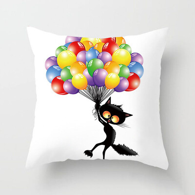 Dekoracija doma Crna mačka Životinjski print Jastuk Jastučnica Navlaka Sofa Uredski namještaj 45X45CM