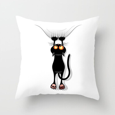 Dekoracija doma Crna mačka Životinjski print Jastuk Jastučnica Navlaka Sofa Uredski namještaj 45X45CM