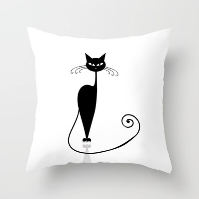 Dekoracija doma Crna mačka Životinjski print Jastuk Jastučnica Navlaka Sofa Uredski namještaj 45X45CM