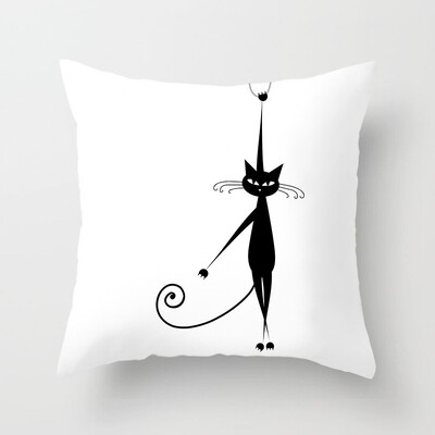 Dekoracija doma Crna mačka Životinjski print Jastuk Jastučnica Navlaka Sofa Uredski namještaj 45X45CM
