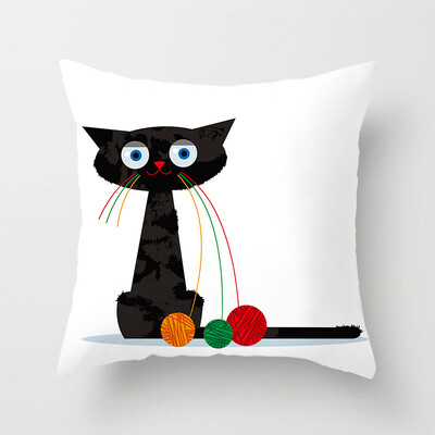 Dekoracija doma Crna mačka Životinjski print Jastuk Jastučnica Navlaka Sofa Uredski namještaj 45X45CM