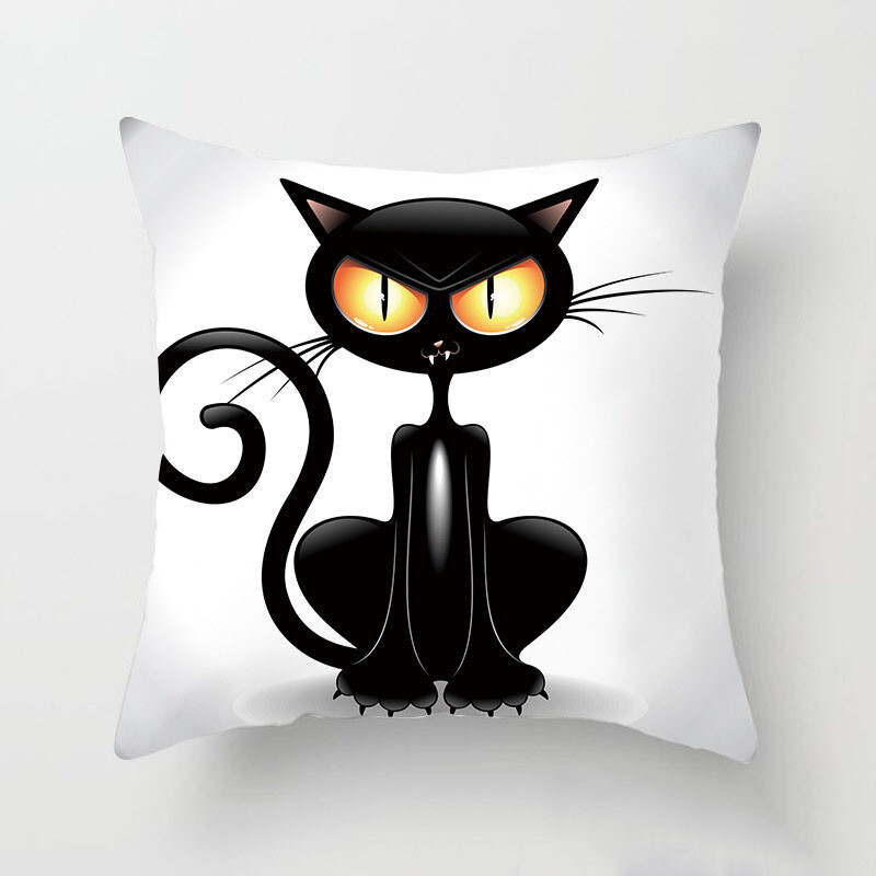 Dekoracija doma Crna mačka Životinjski print Jastuk Jastučnica Navlaka Sofa Uredski namještaj 45X45CM