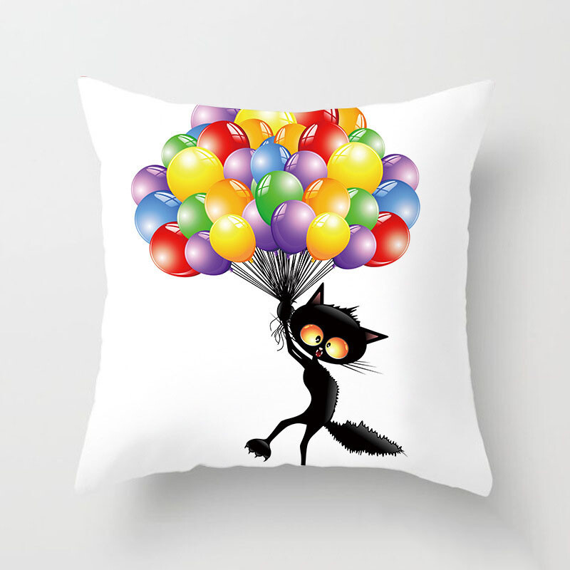 Dekoracija doma Crna mačka Životinjski print Jastuk Jastučnica Navlaka Sofa Uredski namještaj 45X45CM
