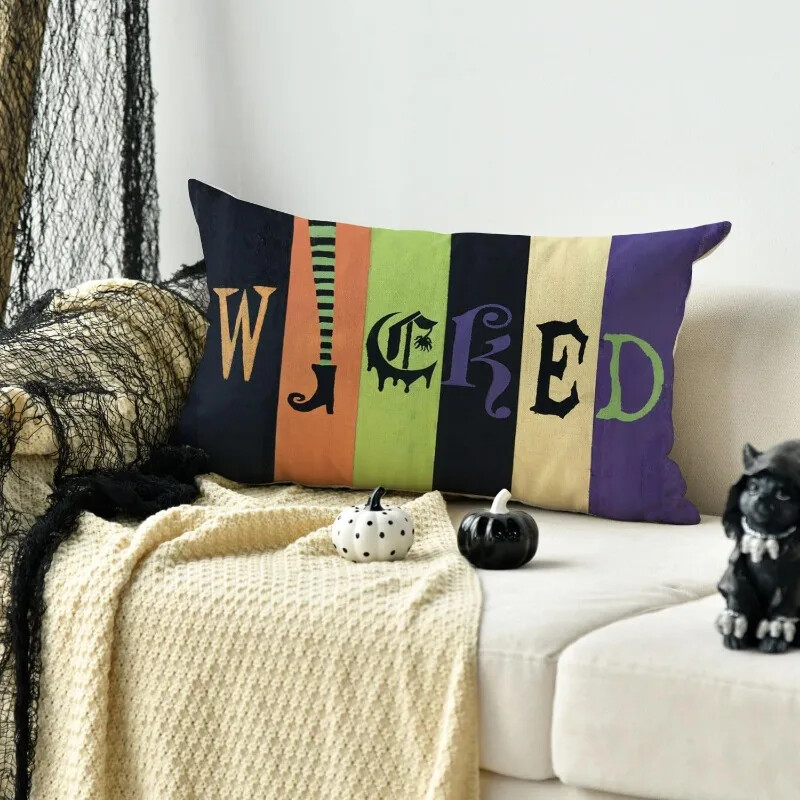 Halloween pravokutna jastučnica 12X20 inča Halloween lanena navlaka za jastuk Dekoracija jastučnice za kućni ured kauč na razvlačenje