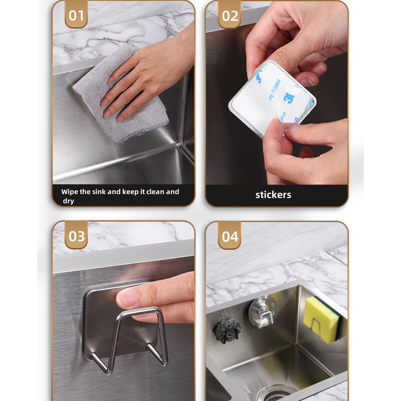 Kuhinjski sudoper od nehrđajućeg čelika Držač za spužve Samoljepljivi odvod Sušilica Kuhinjske zidne kuke Dodaci Organizator za odlaganje