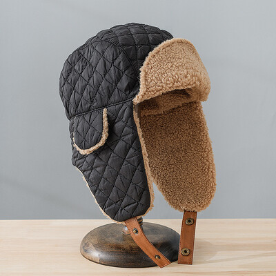 Unisex Νέα καπέλα βομβαρδιστικού χειμερινού πτερυγίου αυτιού Γούνινο καπέλο Ushanka Παχύ ζεστό ρωσικό καπέλο ποδηλασίας σκι Εξωτερικό αντιανεμικό μάλλινο πτερύγιο αυτιού