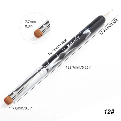 Kolinsky French Nail Art Kist Dual End Nail Art Dotting Pen Akrilni crtež Rhinestone Gel Painting Alat za manikuru za početnike