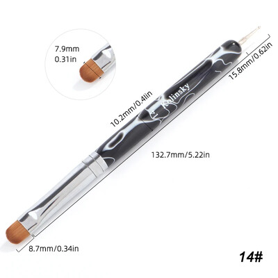 Kolinsky French Nail Art Kist Dual End Nail Art Dotting Pen Akrilni crtež Rhinestone Gel Painting Alat za manikuru za početnike
