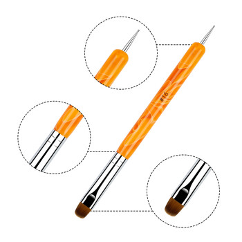 French Nail Art Brush Dual End Nail Art Dotting Pen Ακρυλικό Σχέδιο Rhinestone Gel Painting Εργαλείο μανικιούρ για αρχάριους