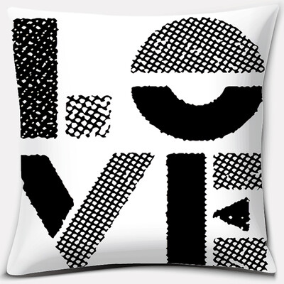 Crno-bijela serija ispisa engleskih rečenica Uzorak jastučnica Četvrtasta jastučnica za kućni ured Dekoracija