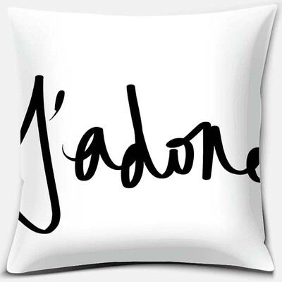 Crno-bijela serija ispisa engleskih rečenica Uzorak jastučnica Četvrtasta jastučnica za kućni ured Dekoracija