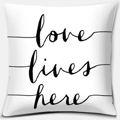 Crno-bijela serija ispisa engleskih rečenica Uzorak jastučnica Četvrtasta jastučnica za kućni ured Dekoracija