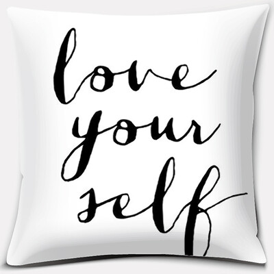 Crno-bijela serija ispisa engleskih rečenica Uzorak jastučnica Četvrtasta jastučnica za kućni ured Dekoracija