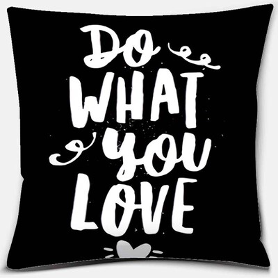 Crno-bijela serija ispisa engleskih rečenica Uzorak jastučnica Četvrtasta jastučnica za kućni ured Dekoracija