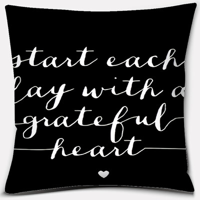 Crno-bijela serija ispisa engleskih rečenica Uzorak jastučnica Četvrtasta jastučnica za kućni ured Dekoracija