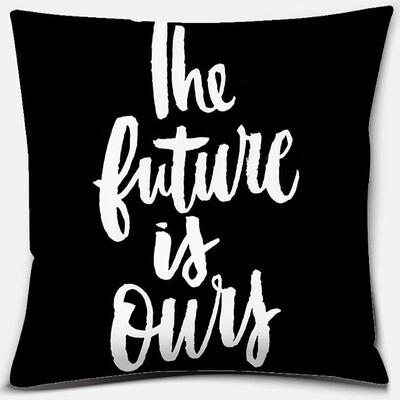 Crno-bijela serija ispisa engleskih rečenica Uzorak jastučnica Četvrtasta jastučnica za kućni ured Dekoracija