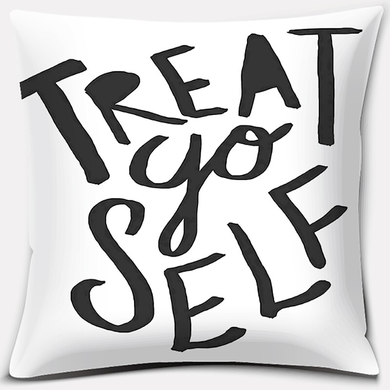 Crno-bijela serija ispisa engleskih rečenica Uzorak jastučnica Četvrtasta jastučnica za kućni ured Dekoracija