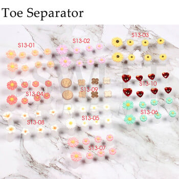 8 бр./Опаковка Силиконов разделител за пръстите на краката Сладки меки инструменти за педикюр Дейзи Цвете Сърце със страз Разделител за пръсти на краката Инструменти за грижа BES13