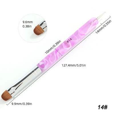 Kolinsky French Nail Art Kist Dual End Nail Art Dotting Pen Akrilni crtež Rhinestone Gel Painting Alat za manikuru za početnike