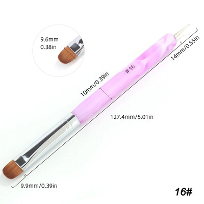 Kolinsky French Nail Art Kist Dual End Nail Art Dotting Pen Akrilni crtež Rhinestone Gel Painting Alat za manikuru za početnike