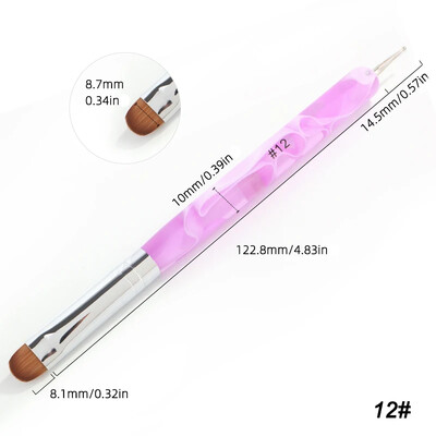Kolinsky French Nail Art Kist Dual End Nail Art Dotting Pen Akrilni crtež Rhinestone Gel Painting Alat za manikuru za početnike