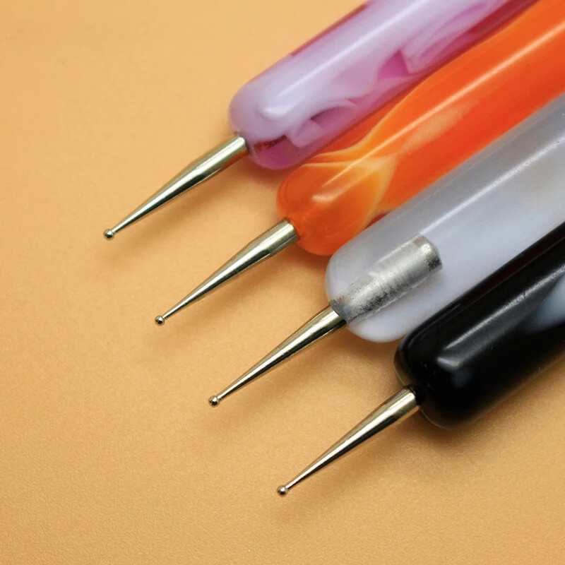 Kolinsky French Nail Art Kist Dual End Nail Art Dotting Pen Akrilni crtež Rhinestone Gel Painting Alat za manikuru za početnike