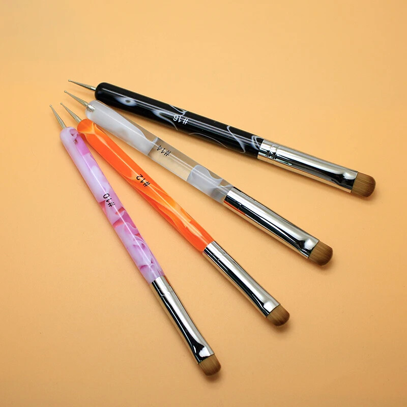 Kolinsky French Nail Art Kist Dual End Nail Art Dotting Pen Akrilni crtež Rhinestone Gel Painting Alat za manikuru za početnike