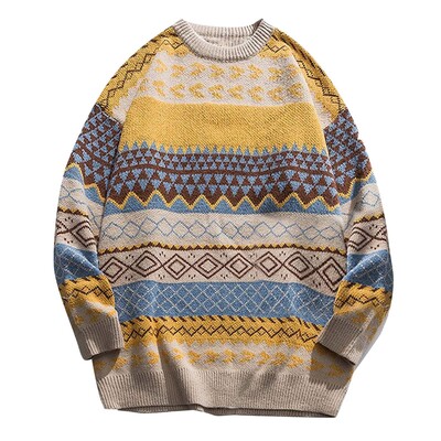 Vintage Γυναικεία Πουλόβερ Χειμερινά Ριγέ Κορεάτικο στυλ Χαλαρά πουλόβερ Ρετρό Casual Πλεκτά Casual Loose Πουλόβερ Πουλόβερ